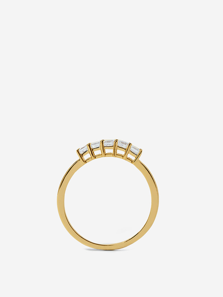 Emerald Cut Half Eternity Gold Plated Lab Diamond Ring