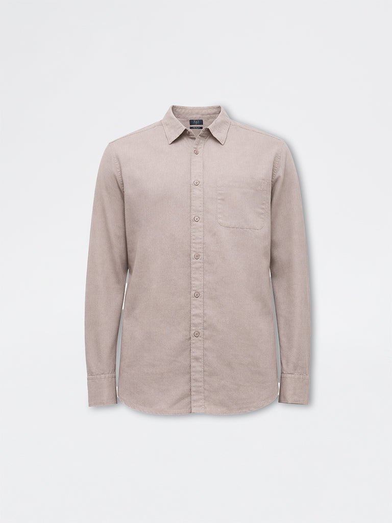 WES Casuals Taupe Relaxed-Fit Cotton-Blend Shirt