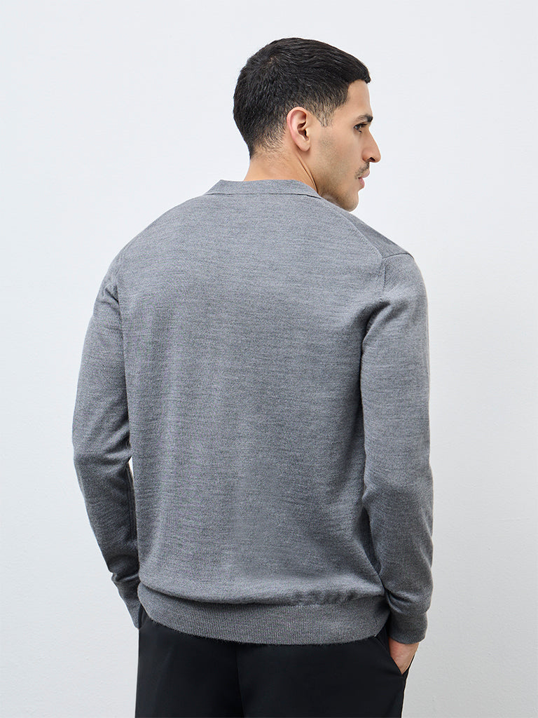 WES Formals Grey Relaxed-Fit Quarter-Zip Sweater