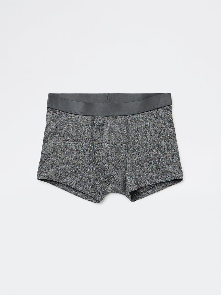 WES Lounge Dark Olive Solid Cotton-Blend Trunks - Pack of 3