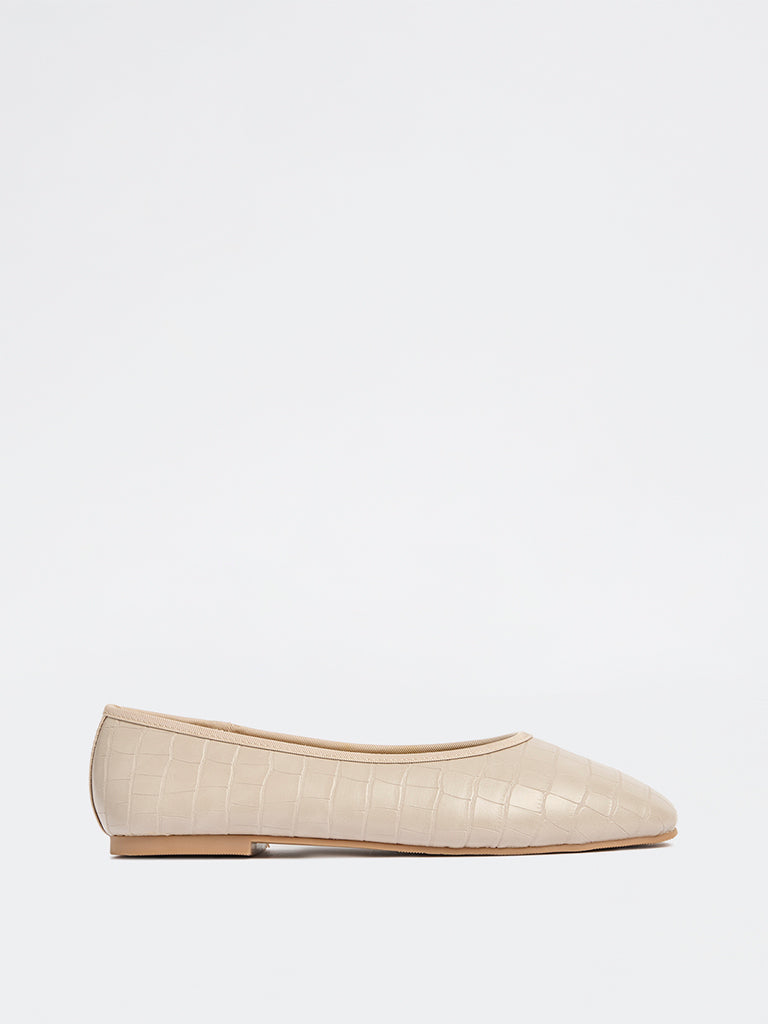 LUNA BLU Beige Textured Ballerinas