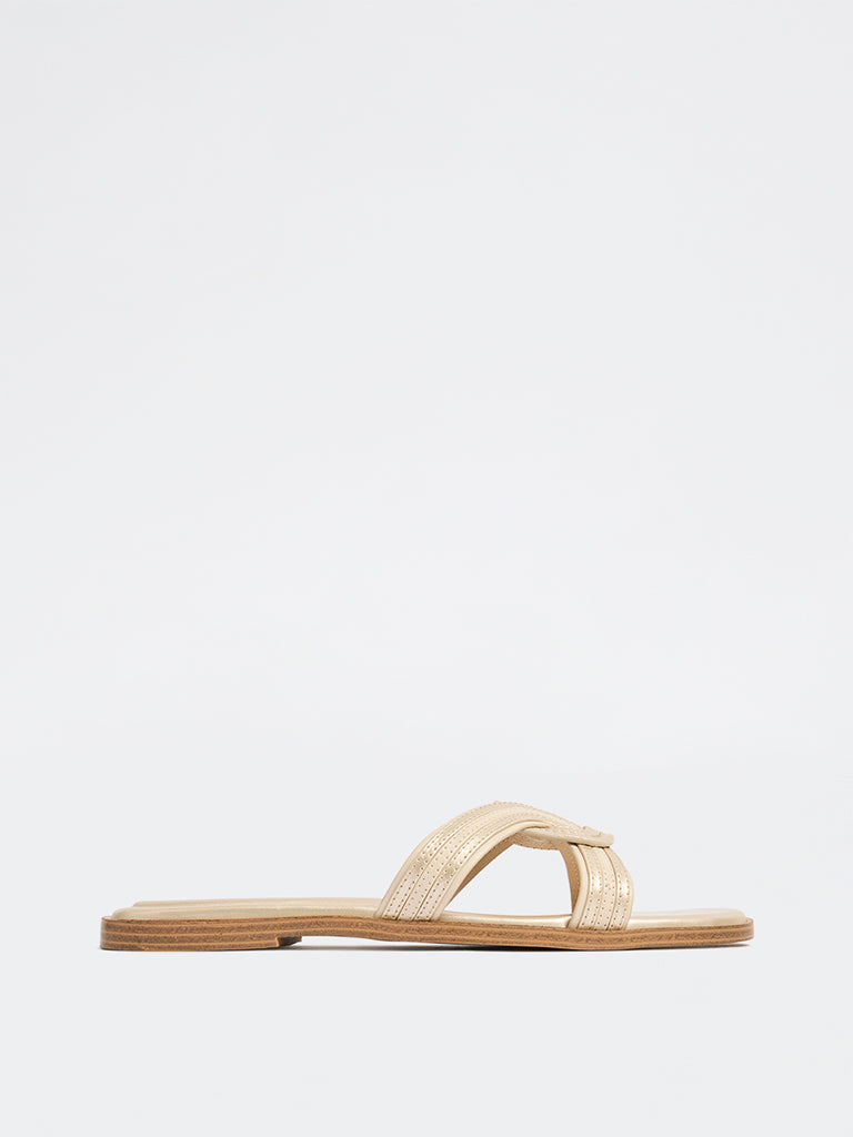 LUNA BLU Ivory Interwoven Slides