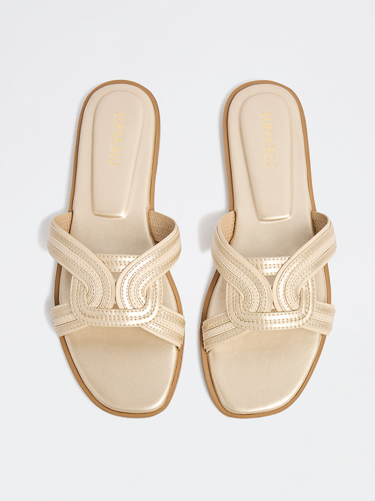 LUNA BLU Ivory Interwoven Slides