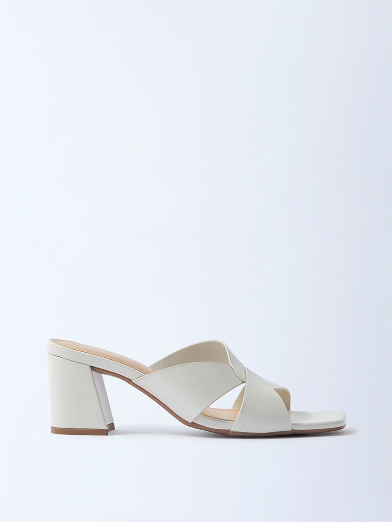 LUNA BLU Ivory Block-Heel Sandals