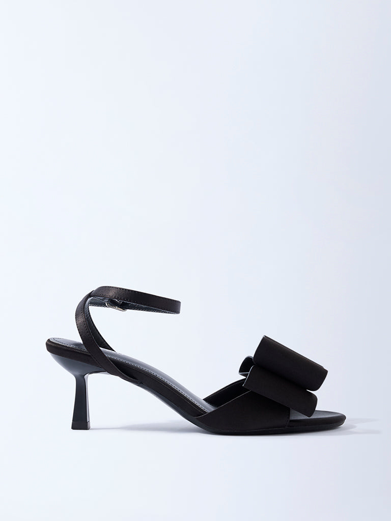 LUNA BLU Black Bow-Detailed Heel Sandals