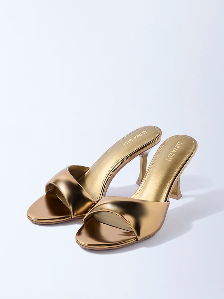 LUNA BLU Gold Heel Sandals