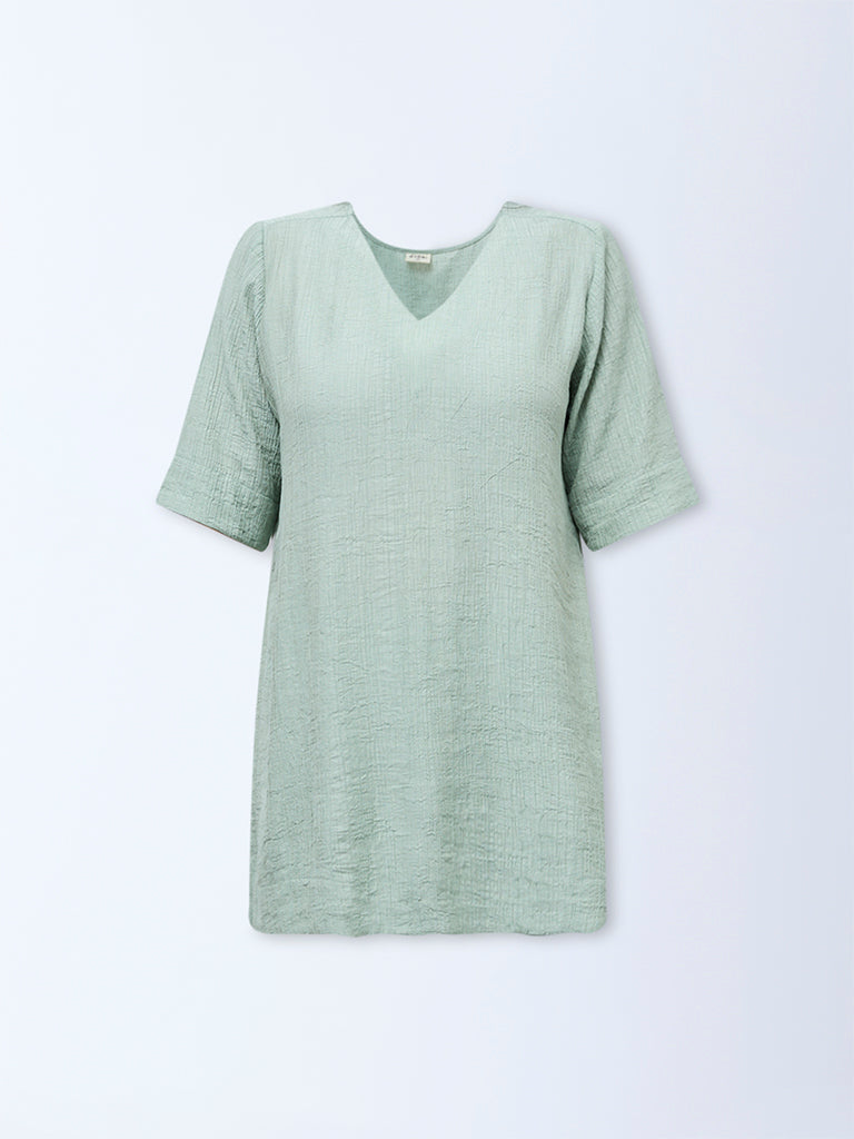 Diza Mint Textured High-Low Tunic