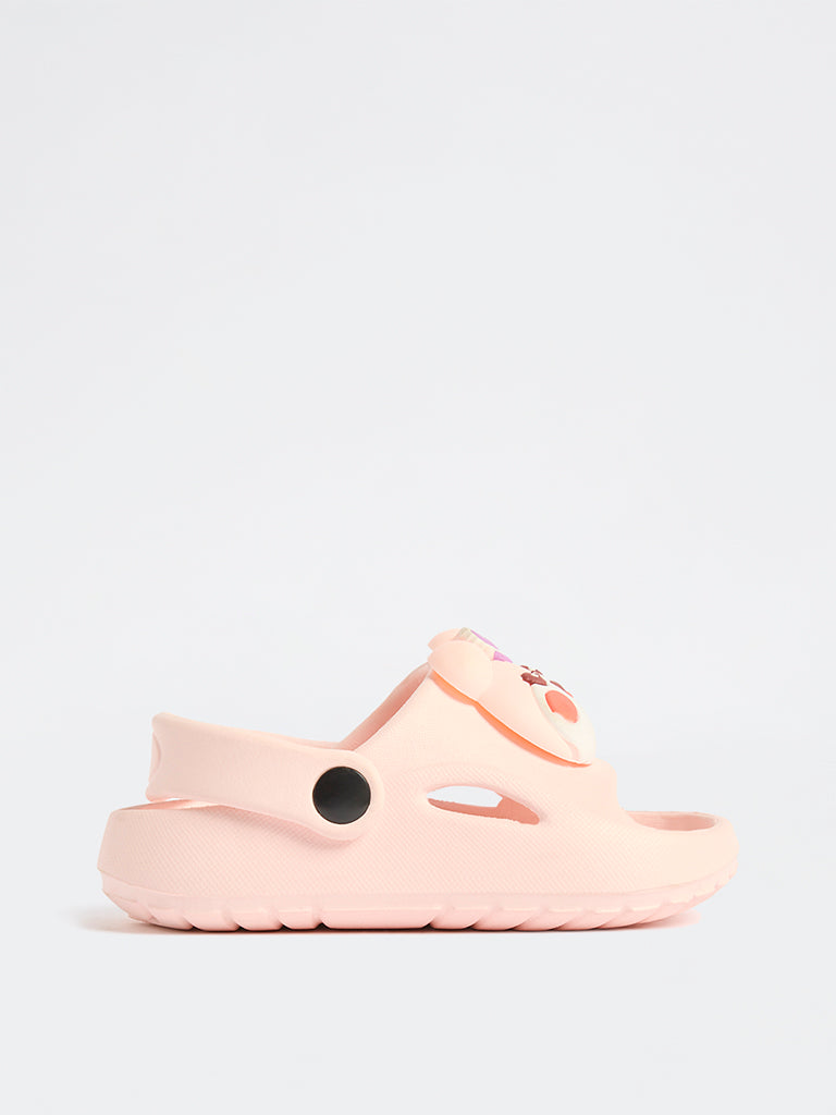Yellow Light Pink Applique-Detailed Clogs