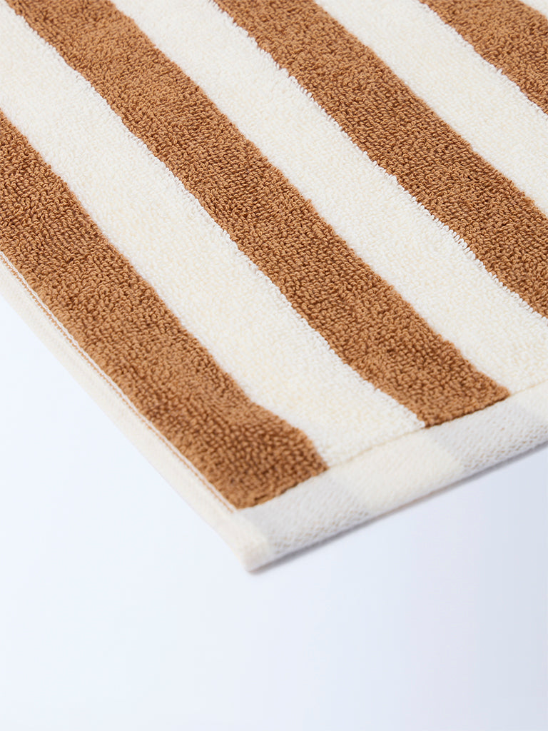 Westside Home Brown Stripe Patterned Bath Towel
