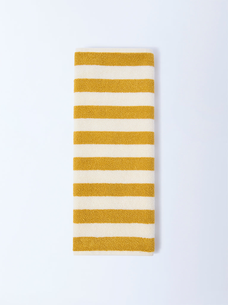 Westside Home Yellow Stripe Pattern Hand Towel