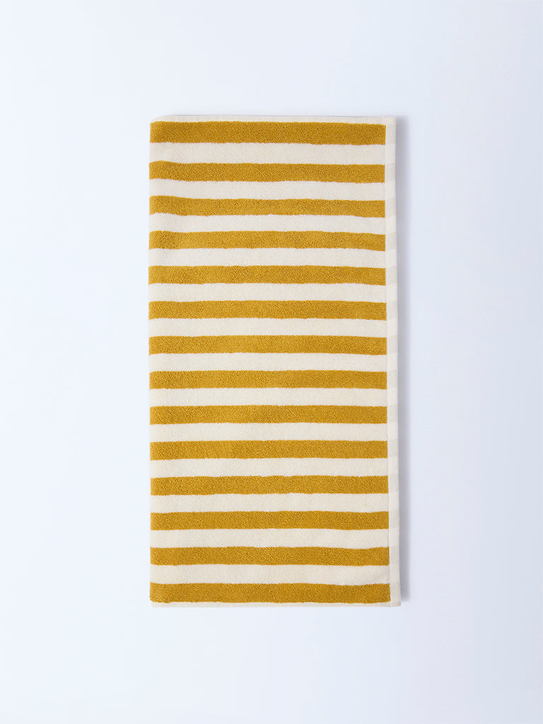 Westside Home Yellow Stripe Pattern Bath Towel