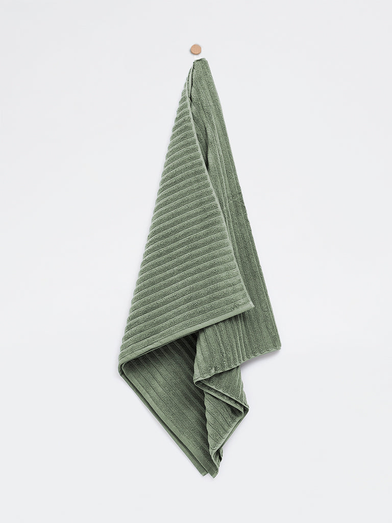 Westside Home Green Self-Striped Bath Sheet