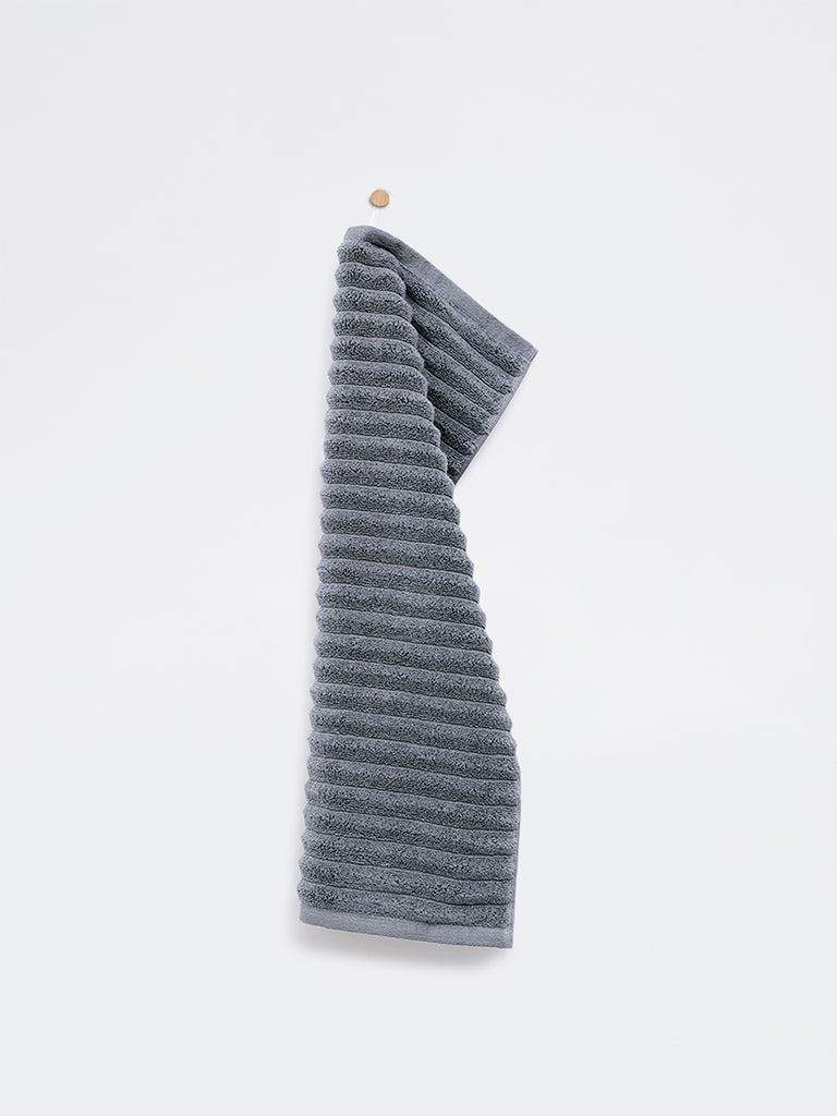 Westside Home Dark Blue Self-Striped Hand Towel