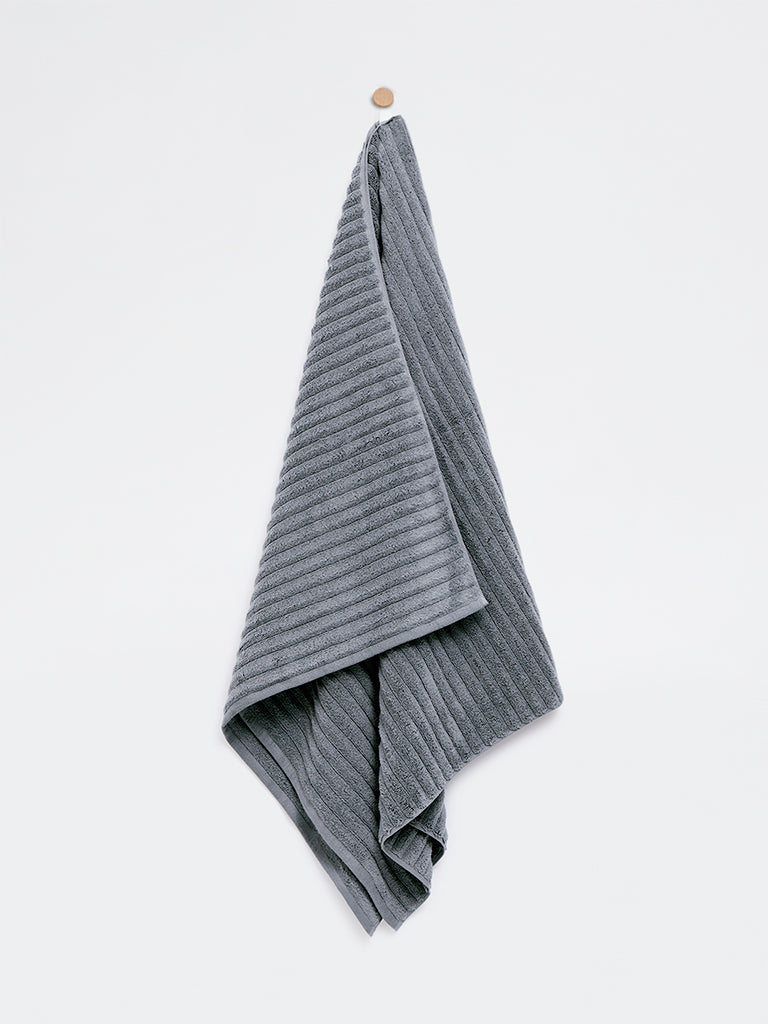Westside Home Dark Blue Self-Striped Bath Towel