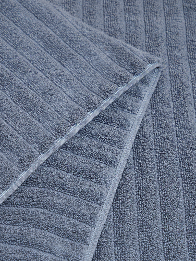 Westside Home Dark Blue Self-Striped Bath Towel