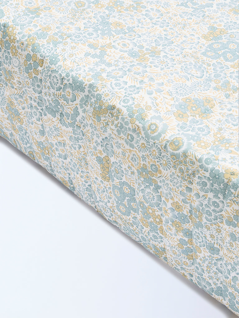 Westside Home Dusty Blue Floral Reversible Quilted Single Bed Comforter