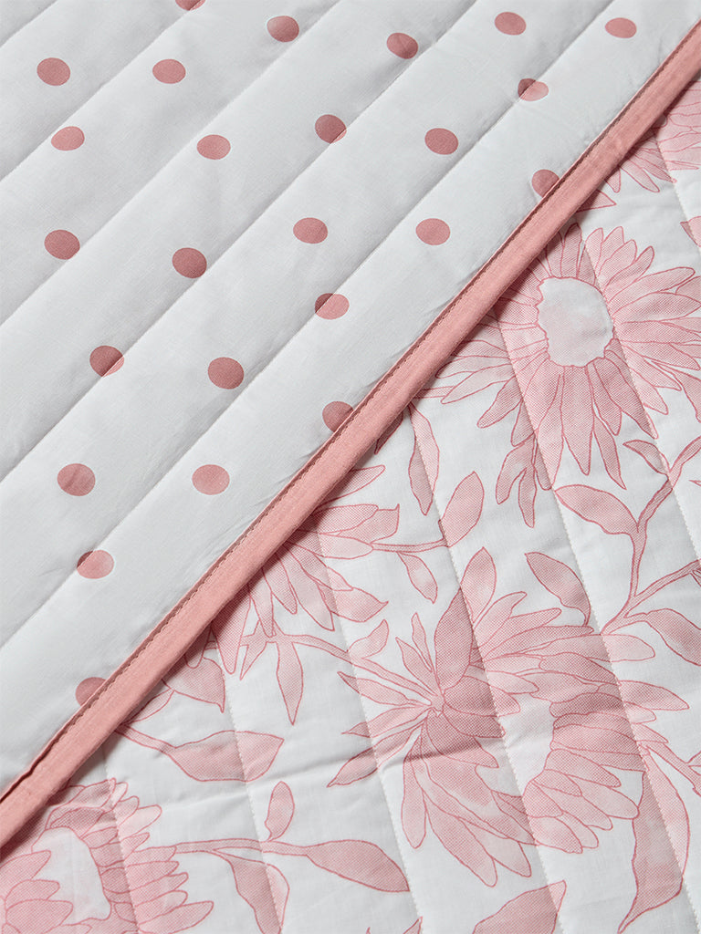 Westside Home Pink Sunflower Reversible Quilted Single Bed Comforter