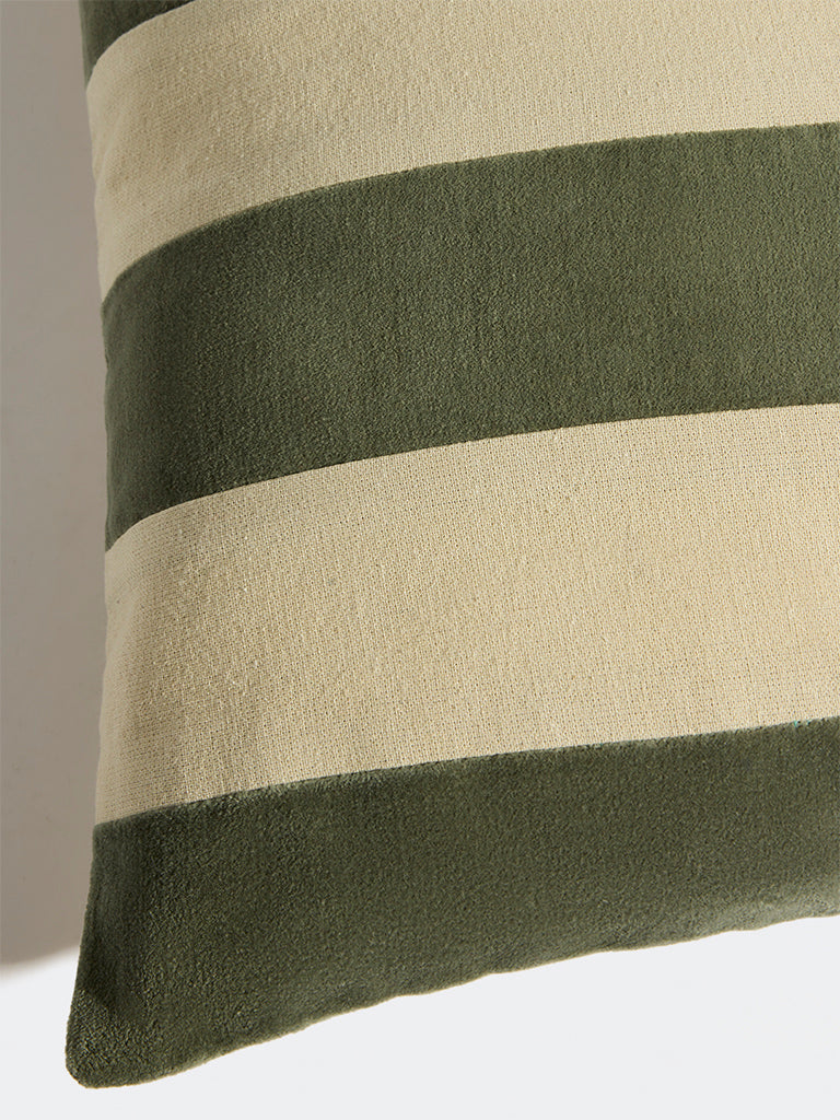 Westside Home Olive Stripe Printed Cushion Cover