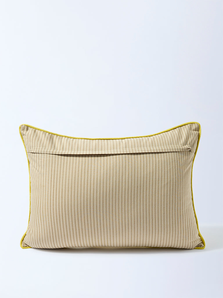 Westside Home Yellow Floral Embroidered Cushion Cover