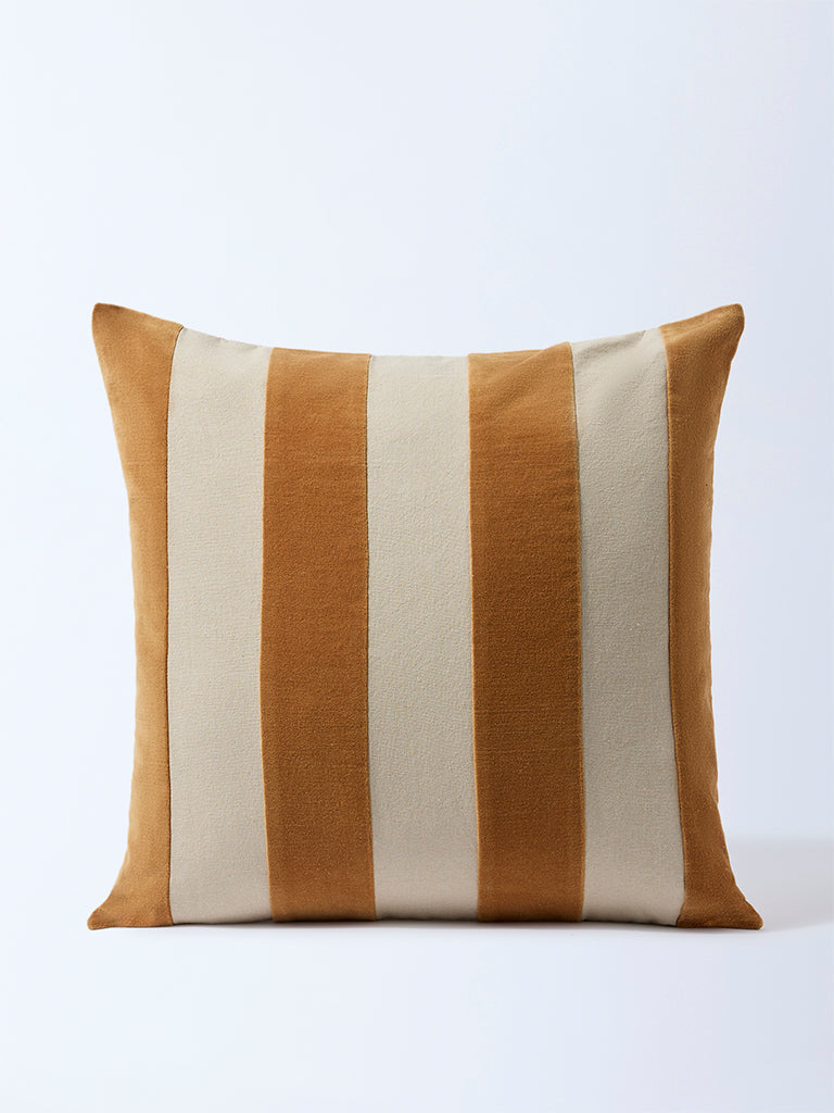 Westside Home Brown Stripe Printed Cushion Cover