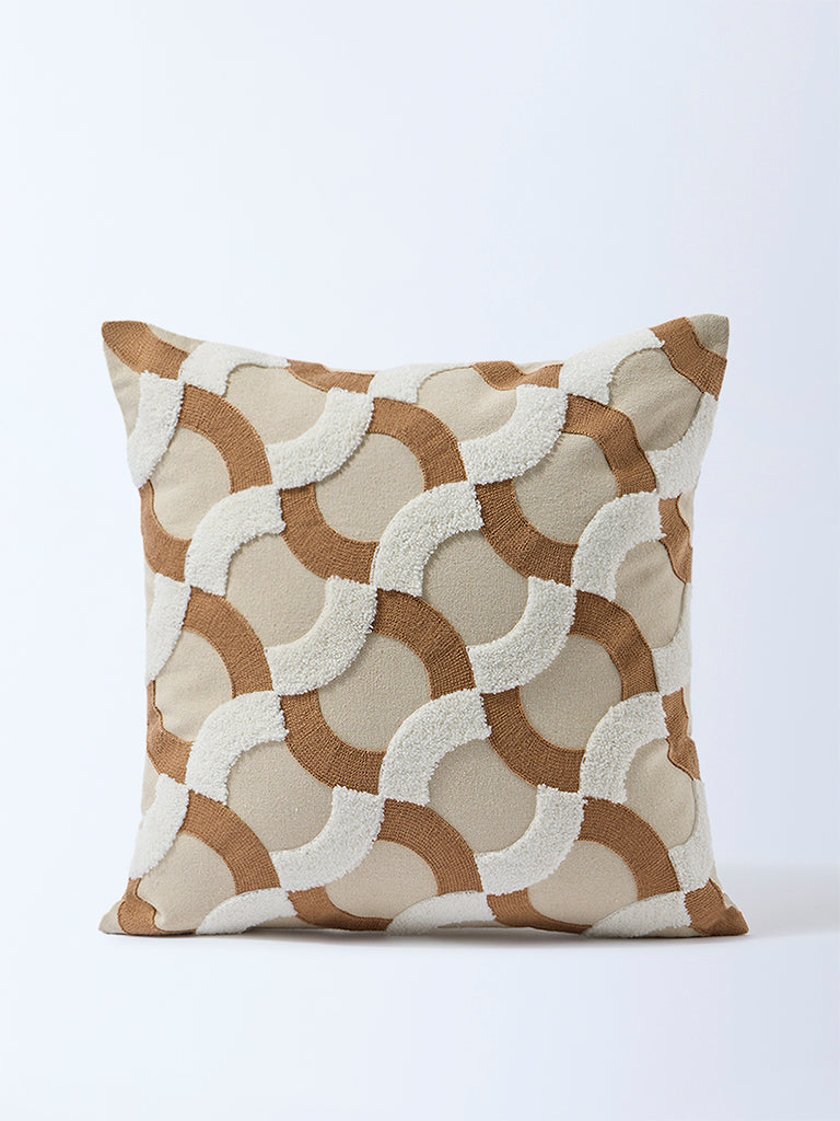 Westside Home Brown Geometric Knitted Cushion Cover
