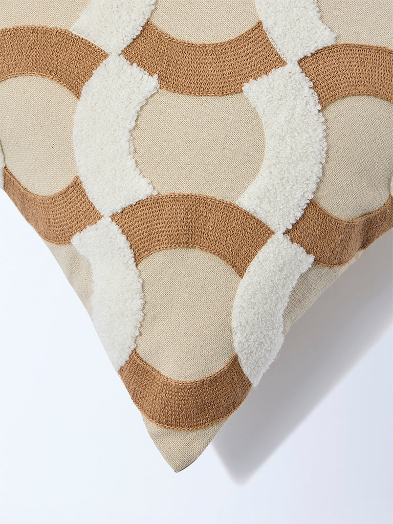 Westside Home Brown Geometric Knitted Cushion Cover