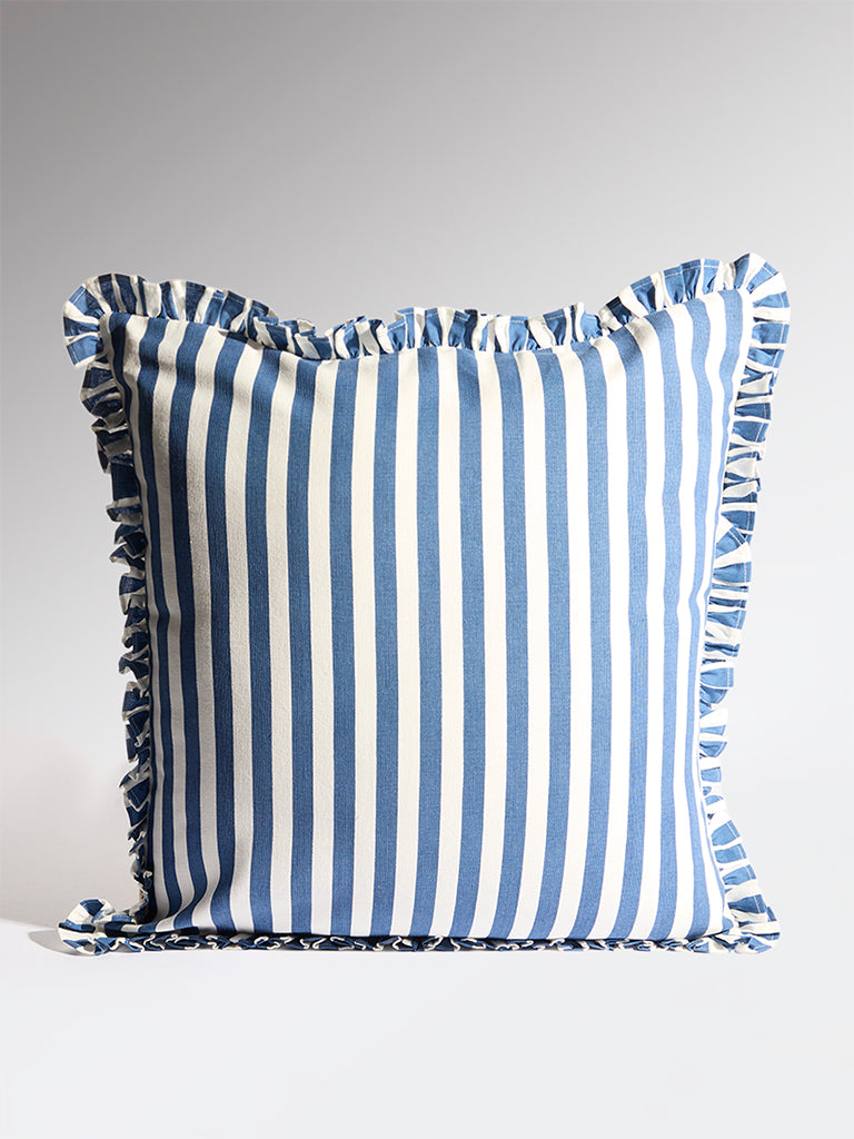 Westside Home Dark Blue Stripe Pattern Cushion Cover