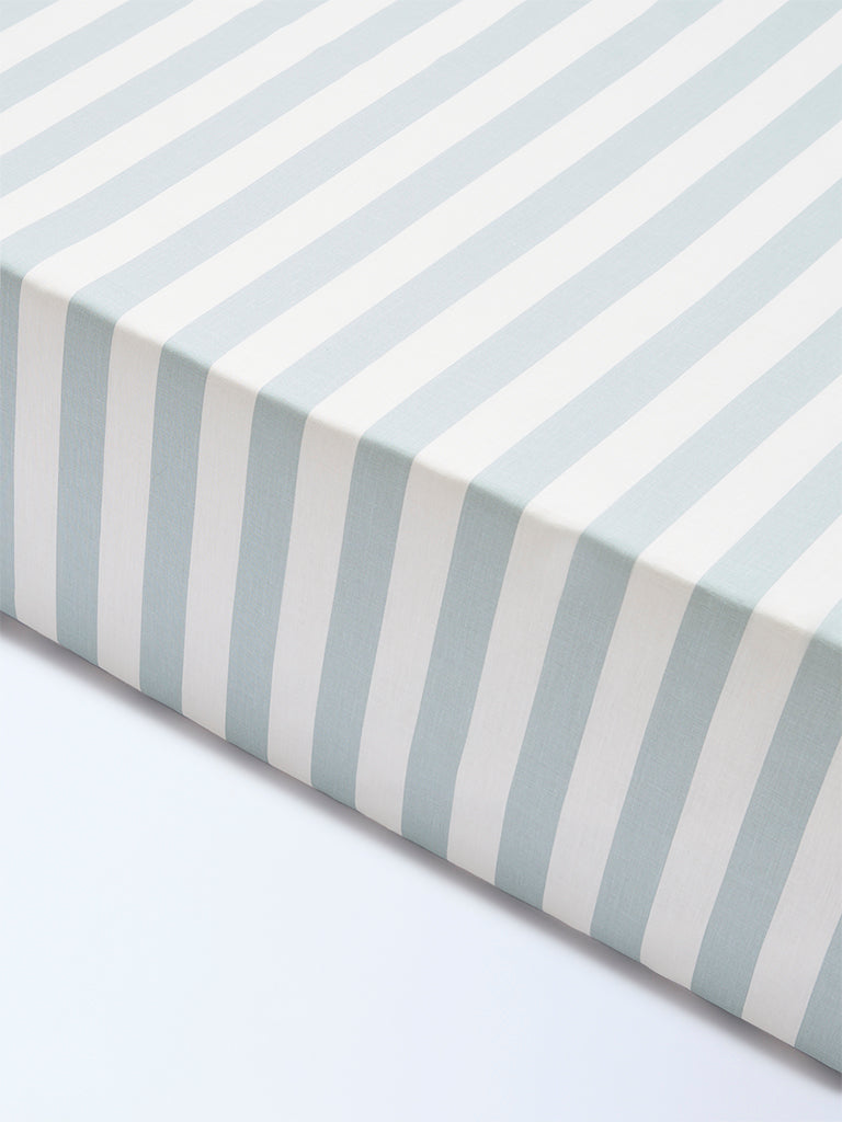 Westside Home Dusty Blue Striped Queen Bed Sheet Set