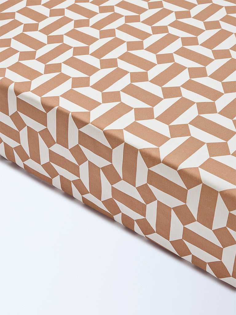 Westside Home Brown Geometric Design Queen Bed Sheet Set