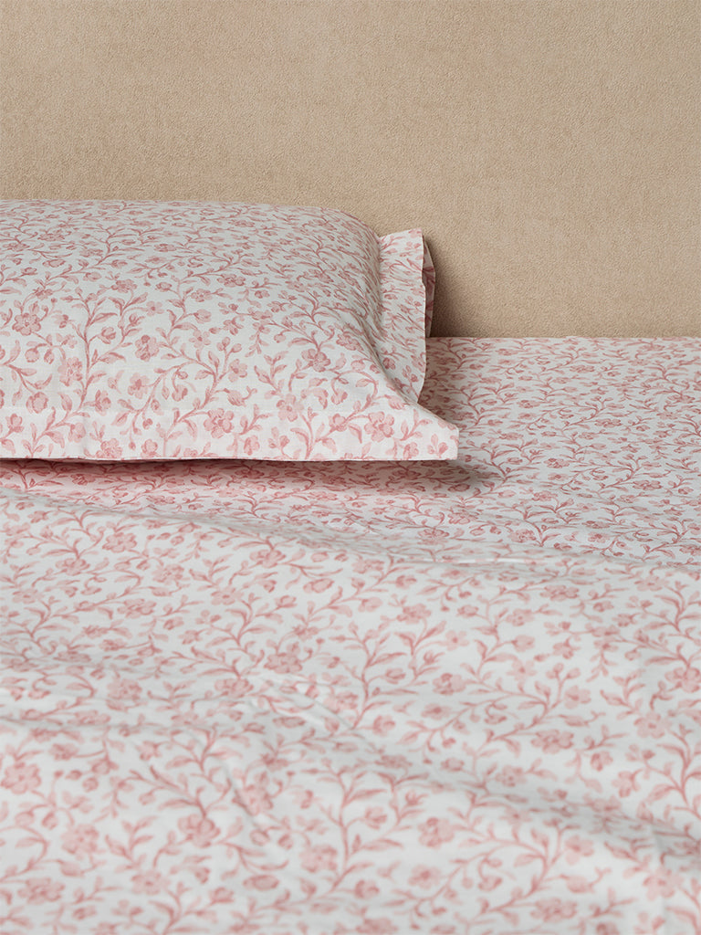 Westside Home Pink Floral Pattern King Bed Sheet Set