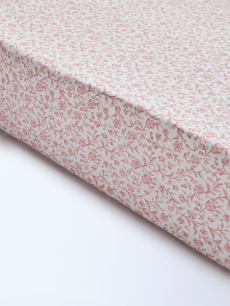 Westside Home Pink Floral Pattern Queen Bed Sheet Set