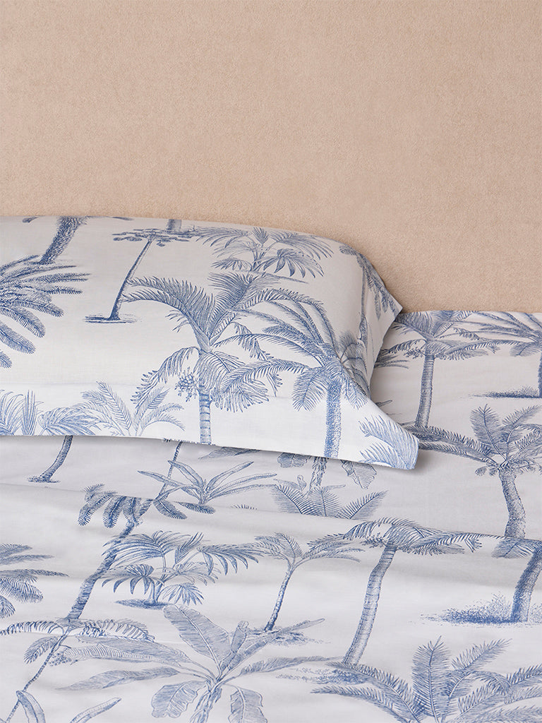 Westside Home Blue Botanical Design Queen Bed Sheet Set