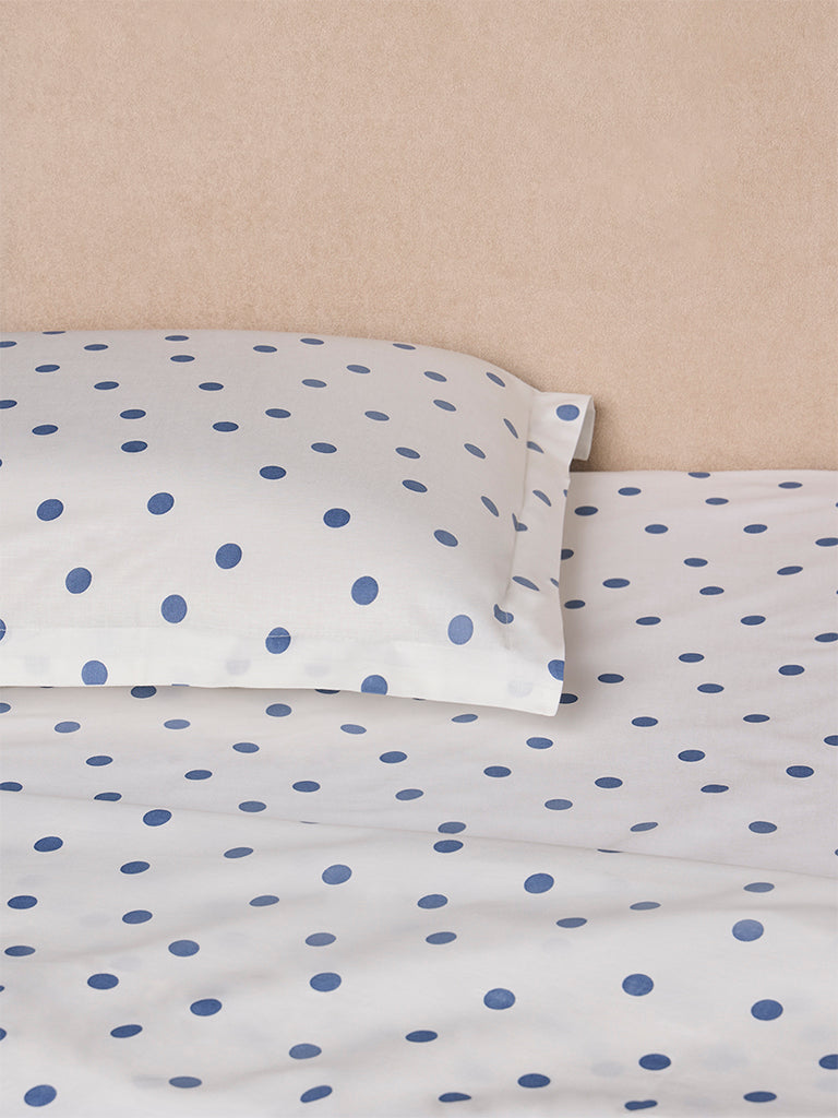 Westside Home Blue Polka Dot Queen Bed Sheet Set