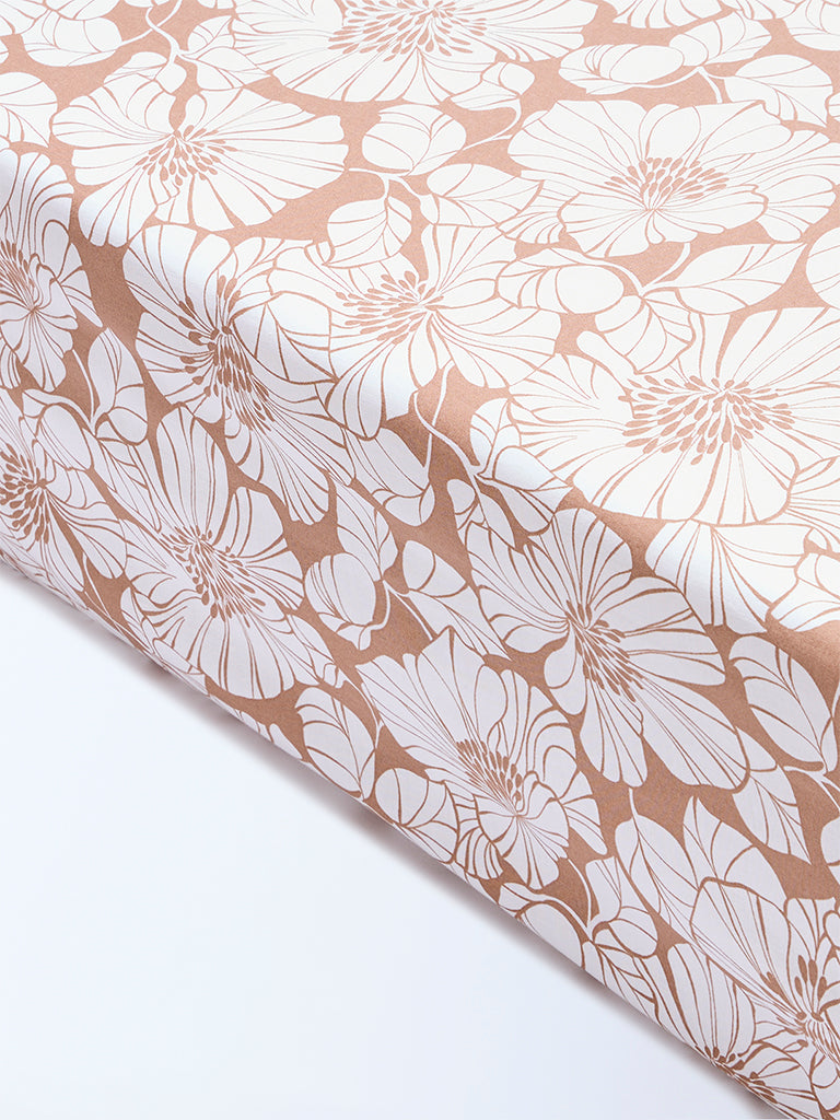 Westside Home Brown Floral Pattern King Bed Sheet Set