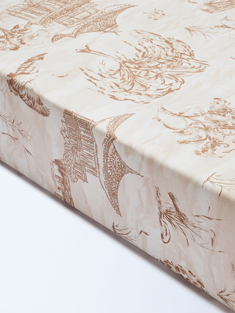 Westside Home Brown Toile Pattern Queen Bed Sheet Set
