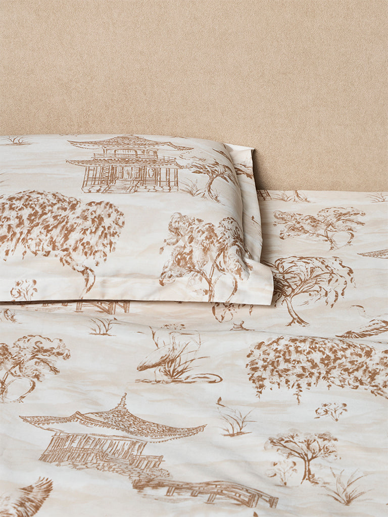 Westside Home Brown Toile Pattern King Bed Sheet Set
