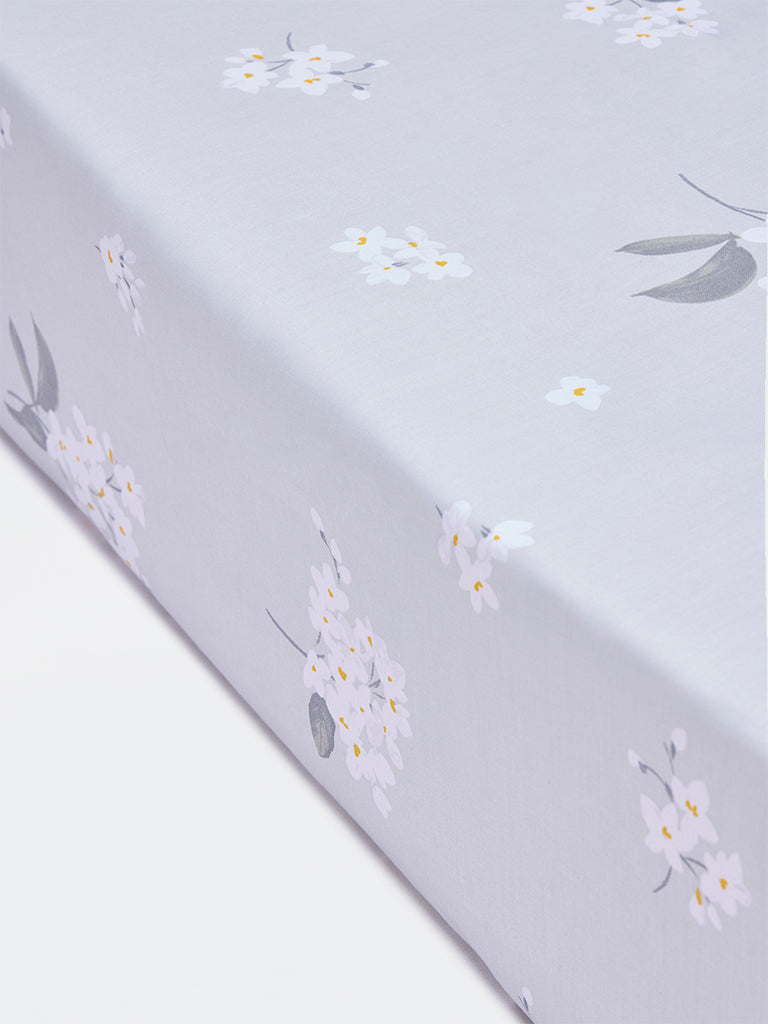 Westside Home Light Blue Floral Queen Bed Sheet Set