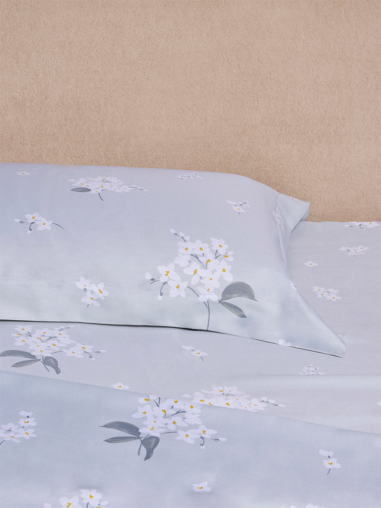 Westside Home Light Blue Floral King Bed Sheet Set
