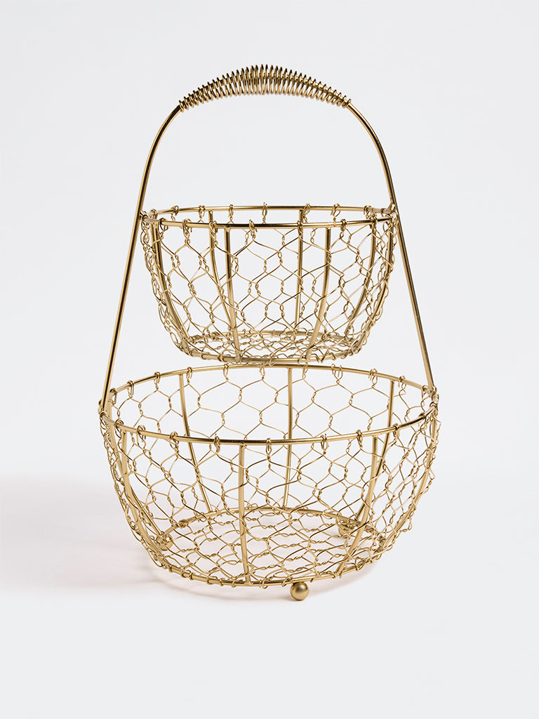 Westside Home Gold Two-Tiered Wired Basket