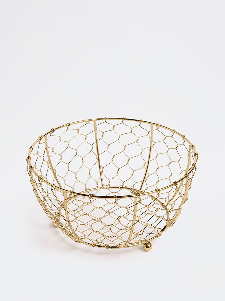 Westside Home Gold Round Wired Fruit Basket