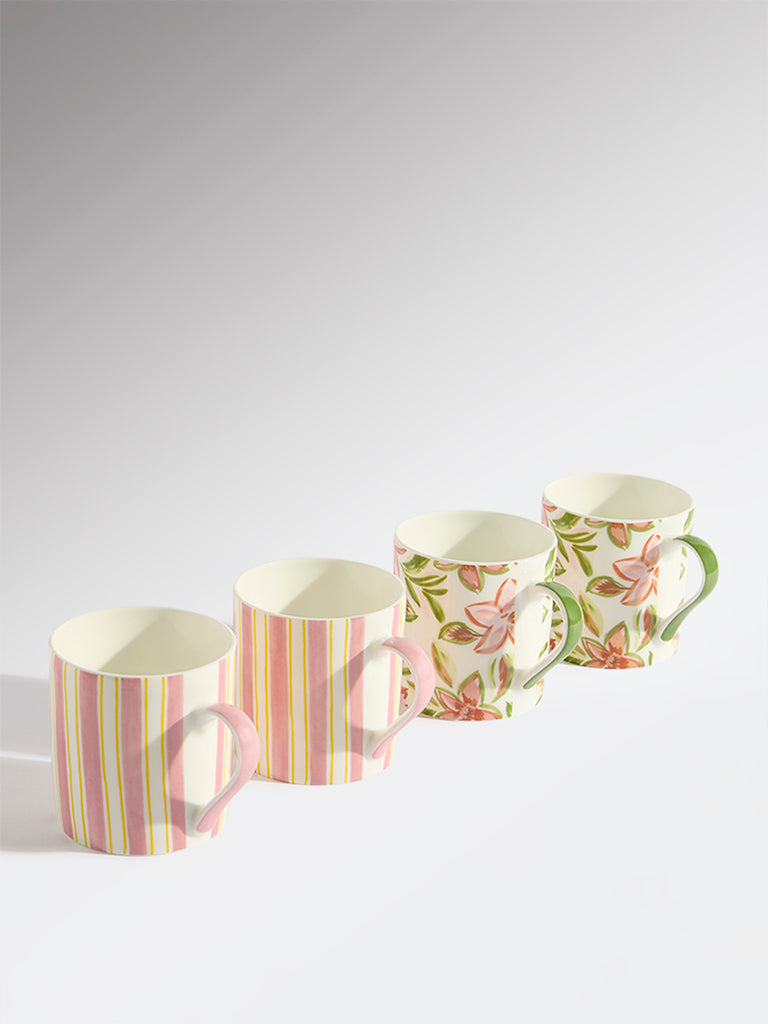 Westside Home Multicolour Printed Mugs (Set of 4)