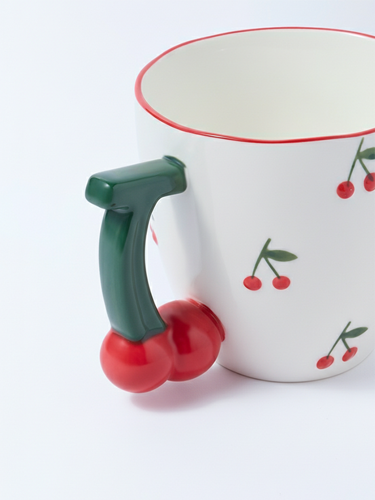 Westside Home White and Red Cherry Mug