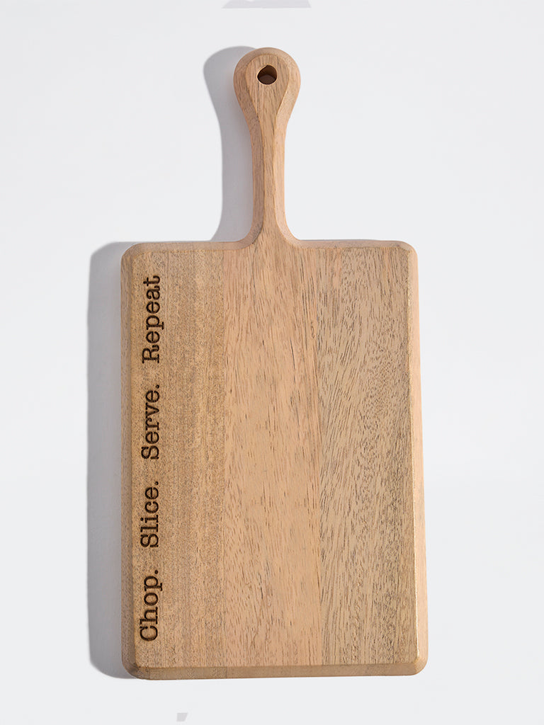 Westside Home Beige Typographic Wooden Chopper - Small