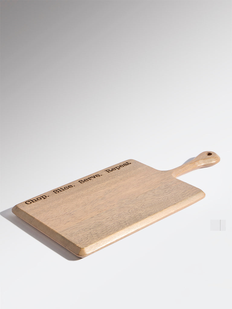 Westside Home Beige Typographic Wooden Chopper - Small