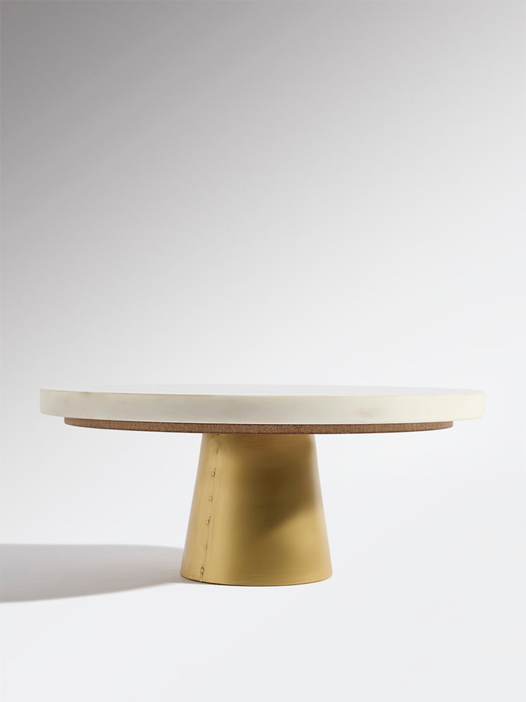 Westside Home White Marble Cake Stand