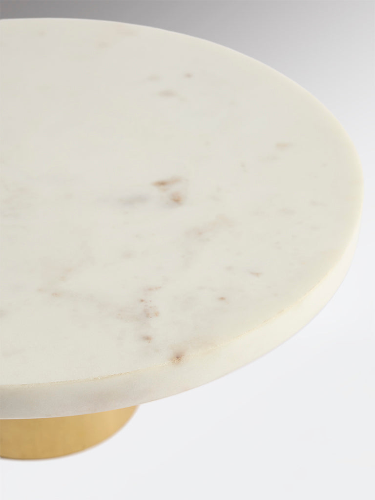 Westside Home White Marble Cake Stand