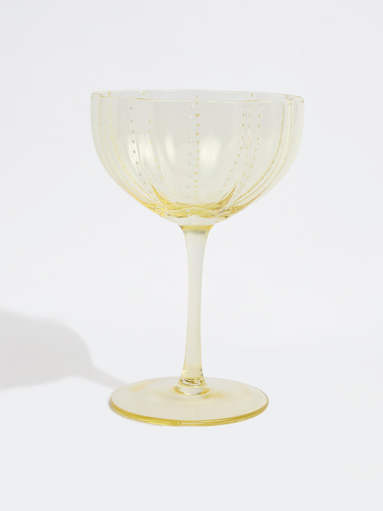 Westside Home Yellow Flower Dotted Wine Glass