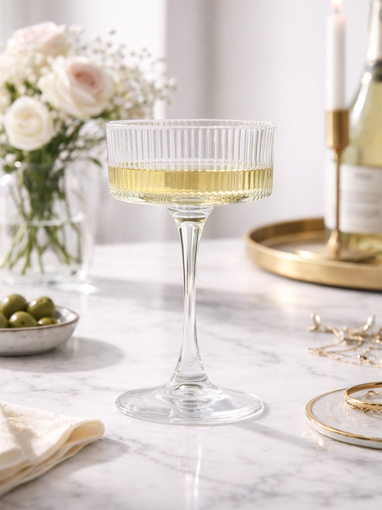 Westside Home Clear Textured Coupe Wine Glass