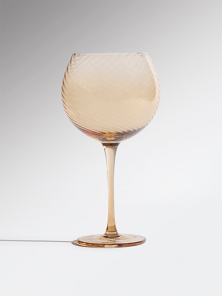 Westside Home Amber Round Swirl Coupe Glass