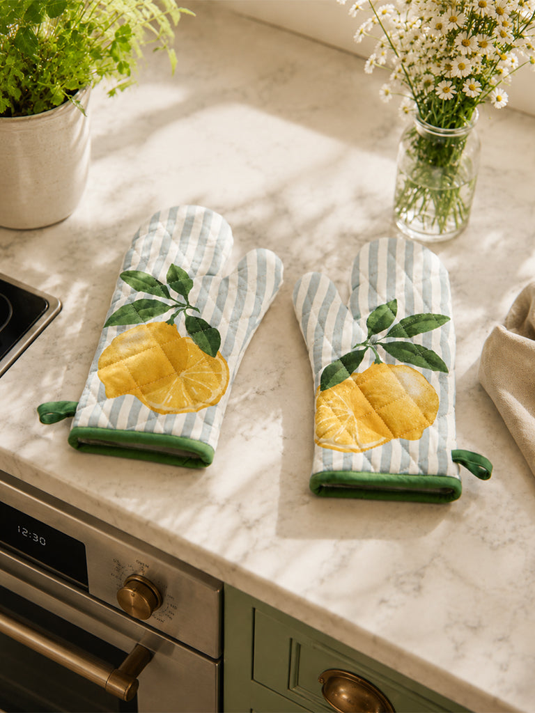 Westside Home Yellow Lemon Printed Oven Mitten